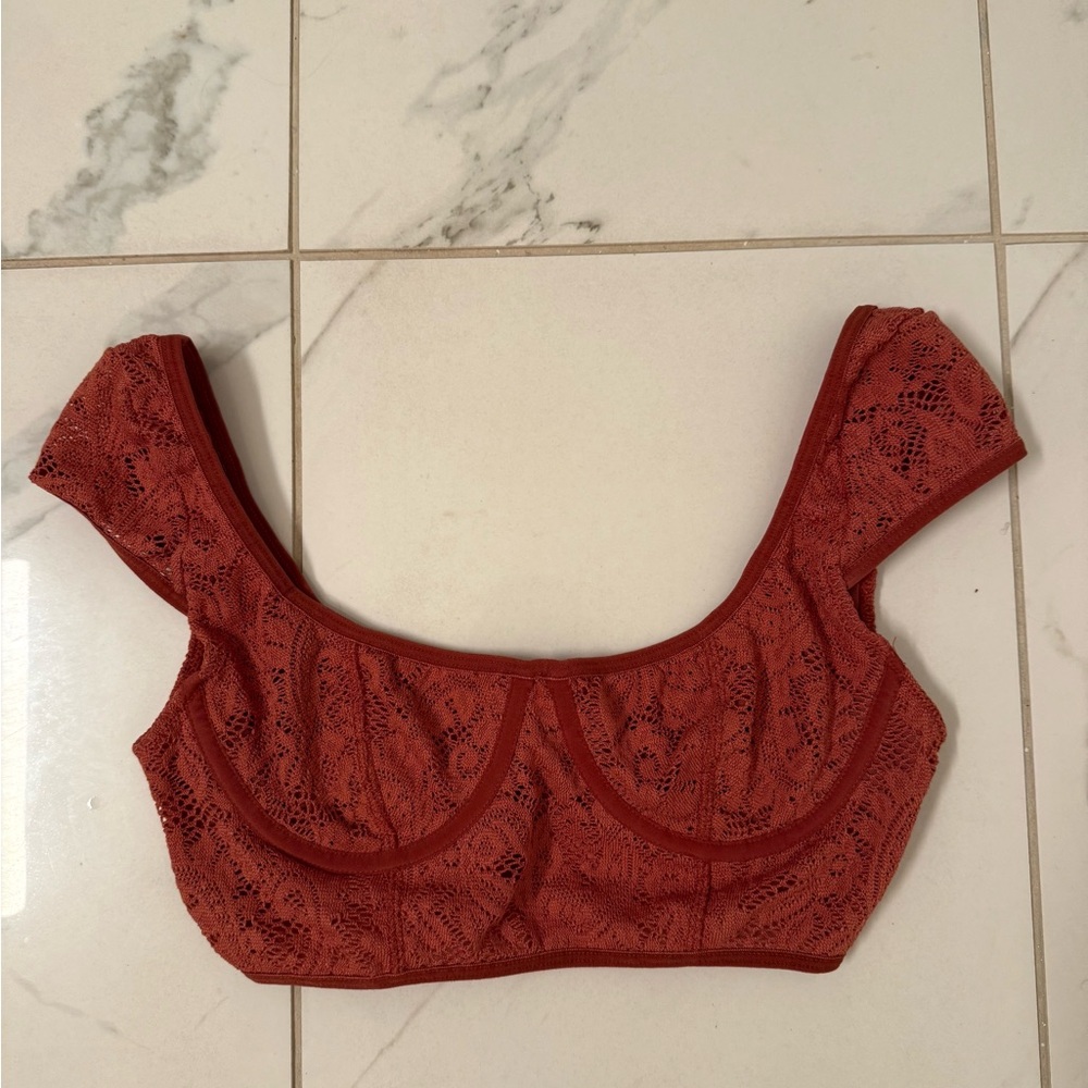 Free People Rust Lace Crop Top